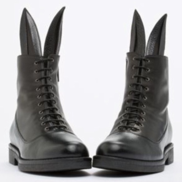 AUTHENTIC MINNA PARIKKA BUNNY COMBAT BOOTS LEATHER - Picture 1 of 15